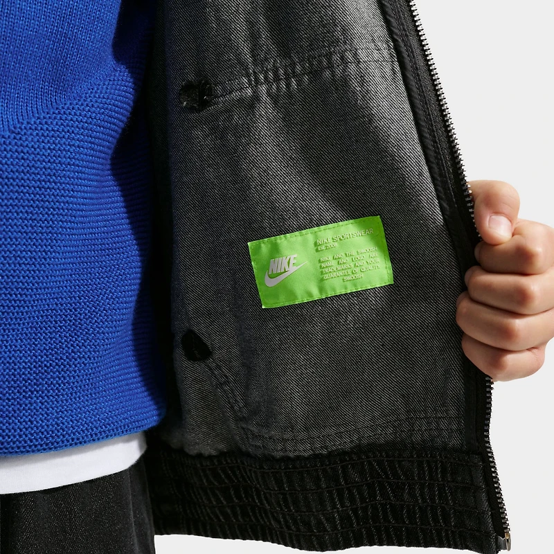 Nike Juniors' Denim Full-Zip Hooded Jacket Black / Anthracite