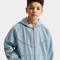 Nike Sportswear Junior Veste zippée en jean / Bleu armurerie clair