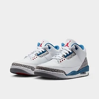 Jordan 3 Retro Blanc / Bleu Véritable - Rouge Feu
