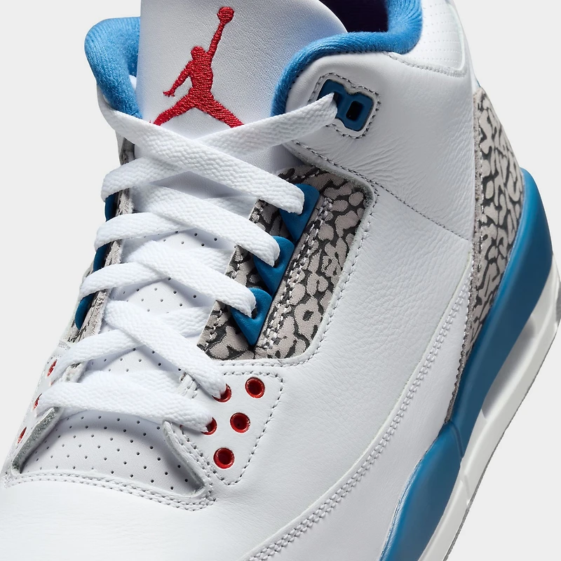 Jordan 3 Retro White / True Blue - Fire Red