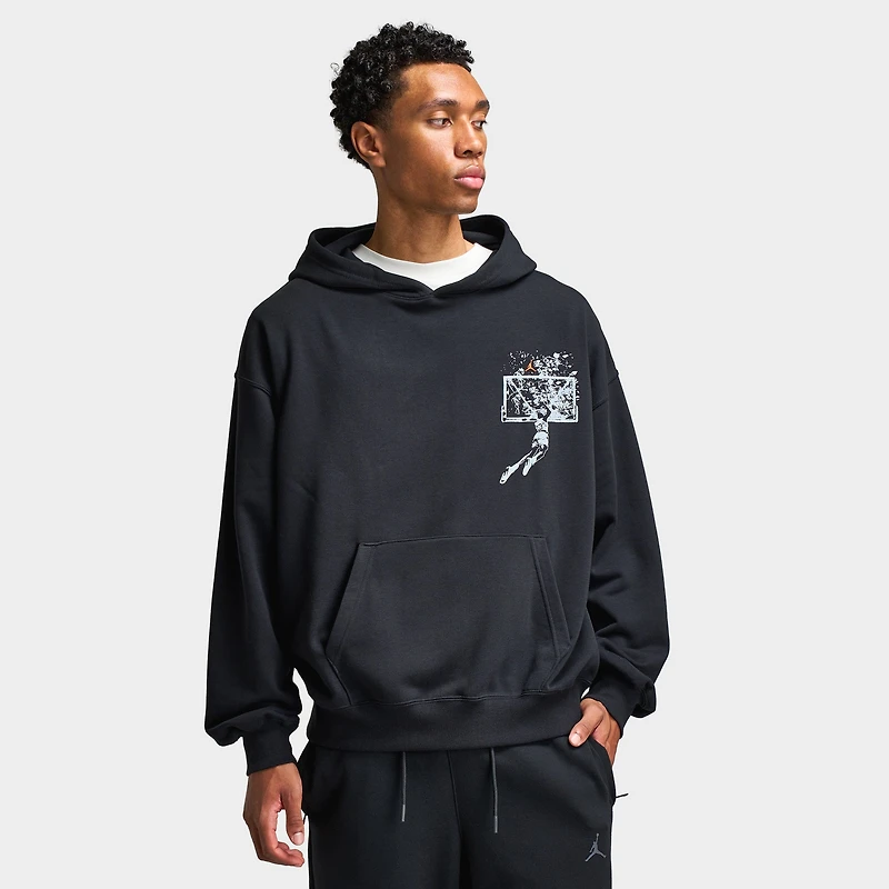 Jordan Brooklyn Men's Oversized Pullover Hoodie Black / Starfish