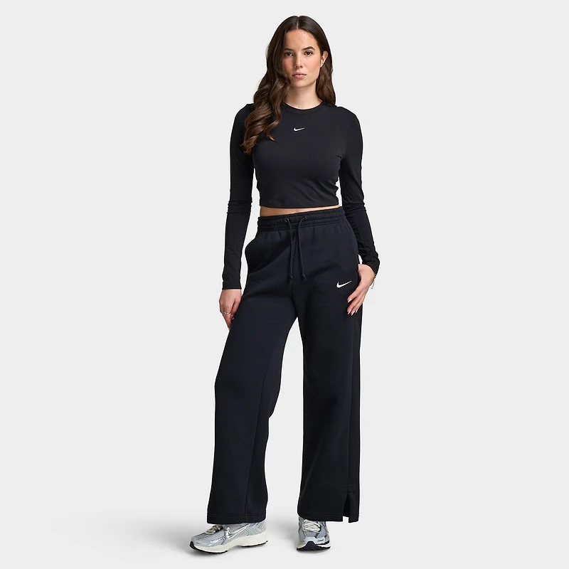 Nike Sportswear Phoenix Pantalon Polaire Taille Haute & Large Noir/Voile
