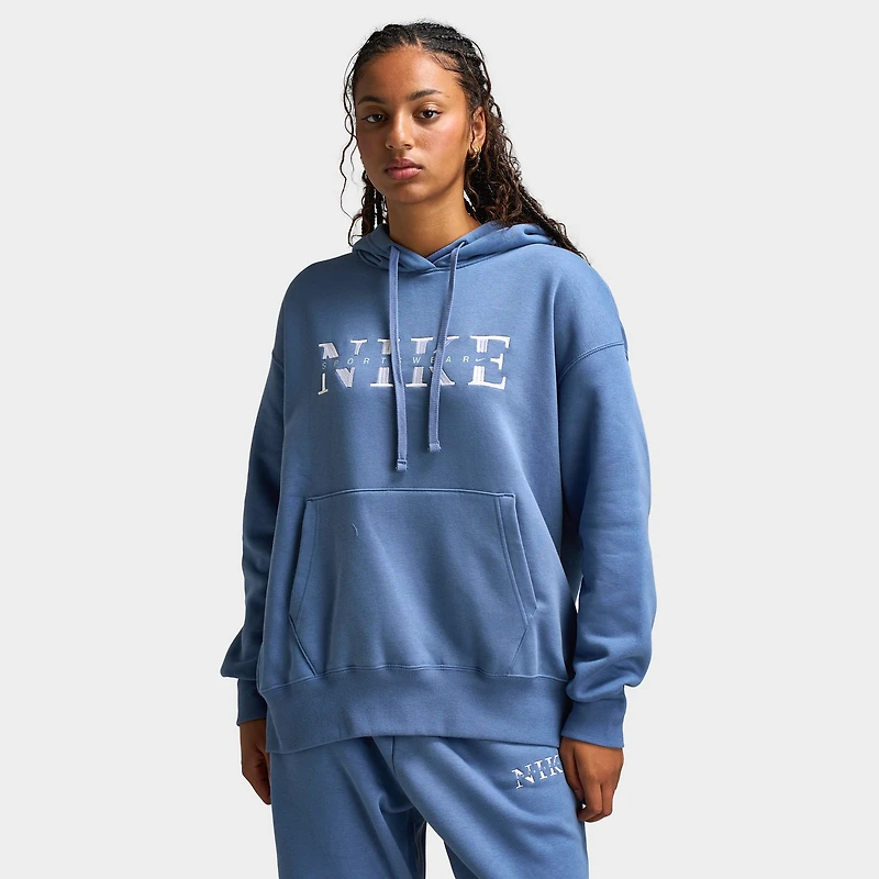 Nike Sportswear Women's Phoenix Fleece Pullover Hoodie Slate / White
