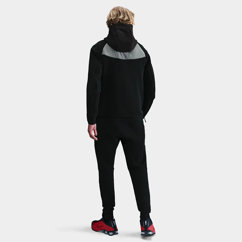 Nike Tech Fleece Full Zip Windrunner Hoodie Black / Smoke Grey - Bright Crimson