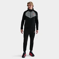 Nike Tech Fleece Full Zip Windrunner Hoodie Black / Smoke Grey - Bright Crimson