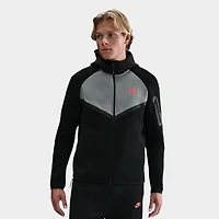 Nike Tech Fleece Full Zip Windrunner Hoodie Black / Smoke Grey - Bright Crimson