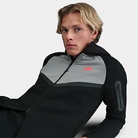 Nike Tech Fleece Full Zip Windrunner Hoodie Black / Smoke Grey - Bright Crimson