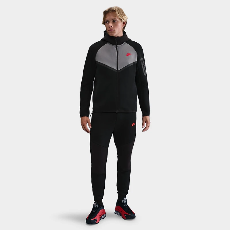 Nike Sportswear Tech Fleece Joggers Black / Smoke Grey - Bright Crimson