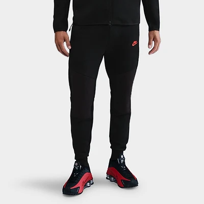 Nike Sportswear Tech Fleece Joggers Black / Smoke Grey - Bright Crimson