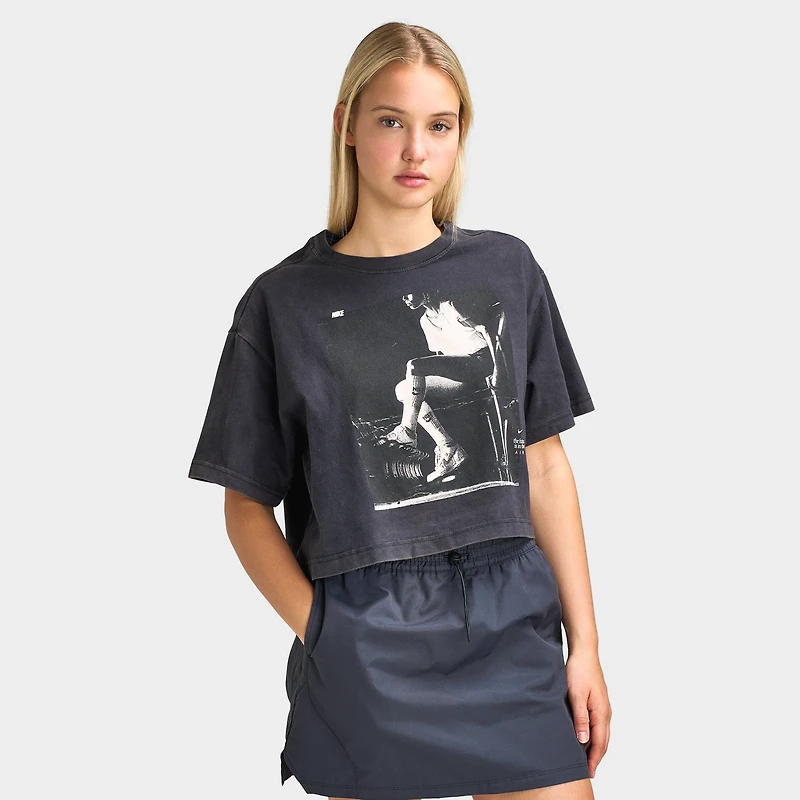 Nike Femmes Basketball Photo T-shirt court Noir / Blanc
