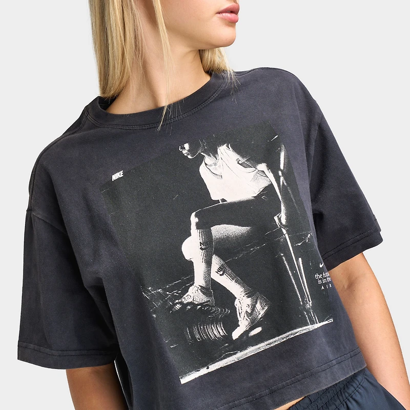 Nike Femmes Basketball Photo T-shirt court Noir / Blanc