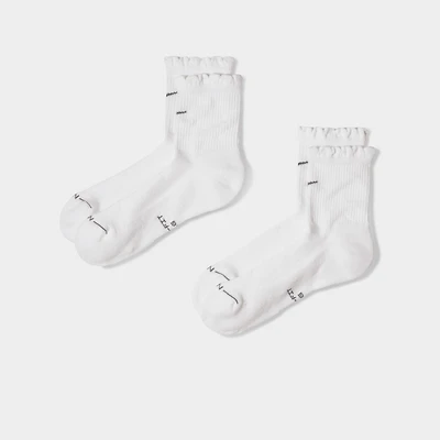 Nike Everyday Elevated Scallop Crew Socks (2-Pack) / White