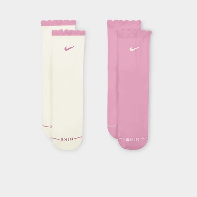Nike Everyday Elevated Scallop Crew Socks (2-Pack) Sail / Pink