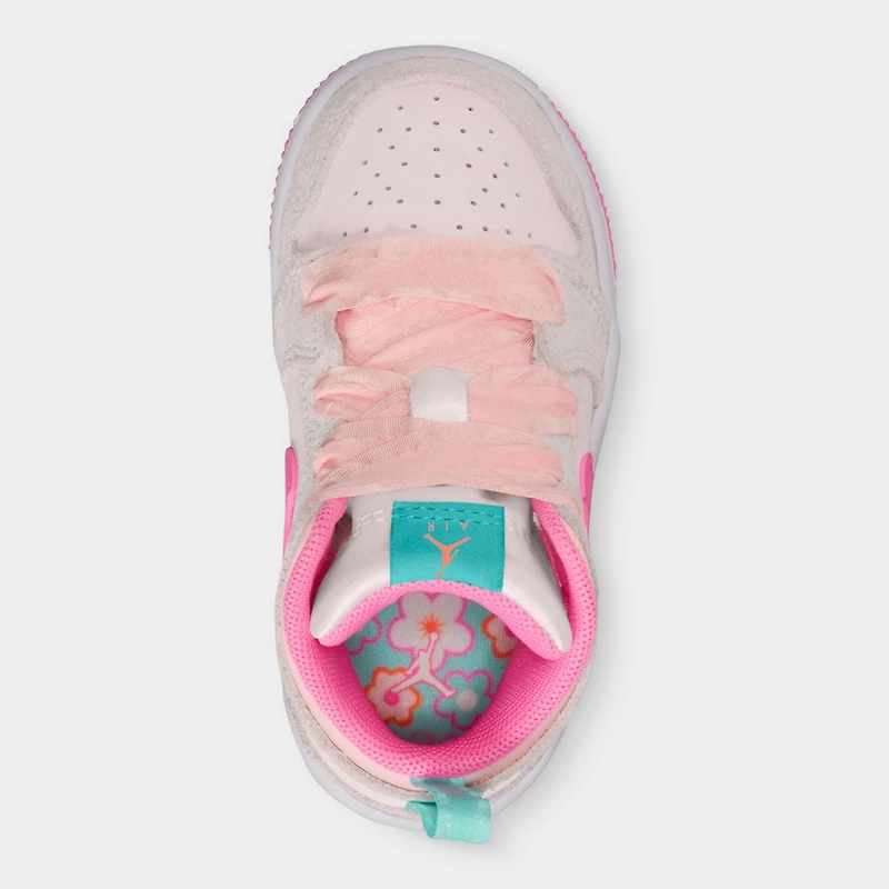 Jordan 1 Mid SE TD Gris Clair / Rose Fluo - Voile