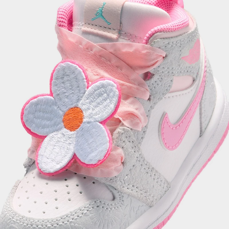 Jordan 1 Mid SE TD Gris Clair / Rose Fluo - Voile