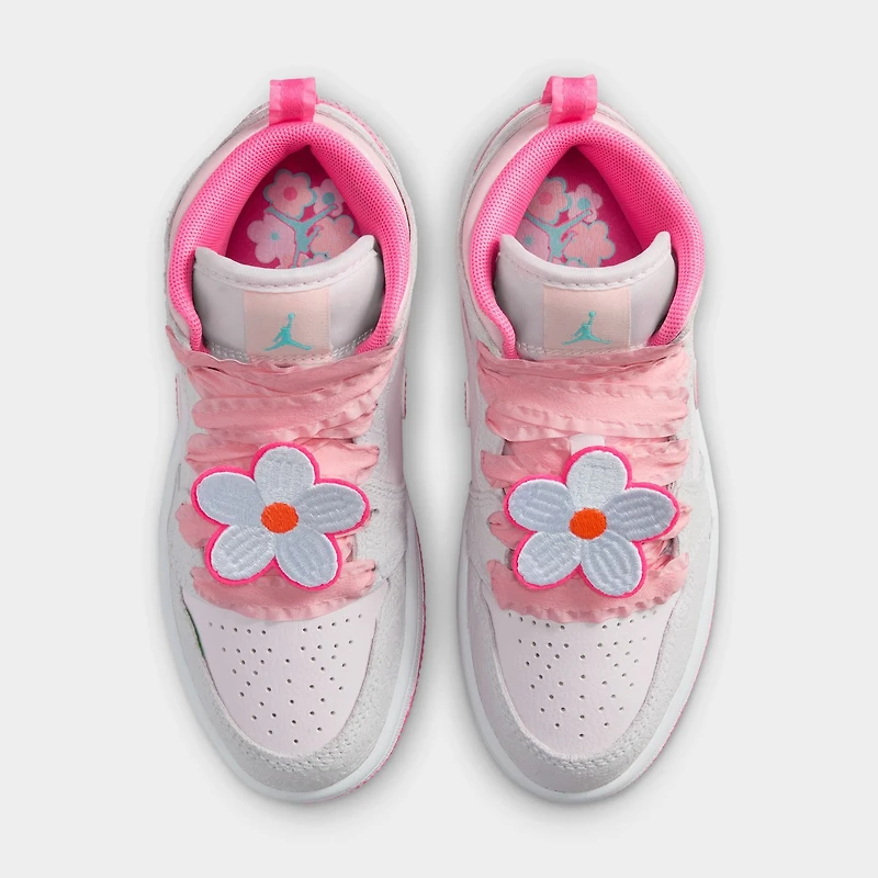 Jordan 1 Mid SE PS Gris Clair / Rose Fluo - Voile