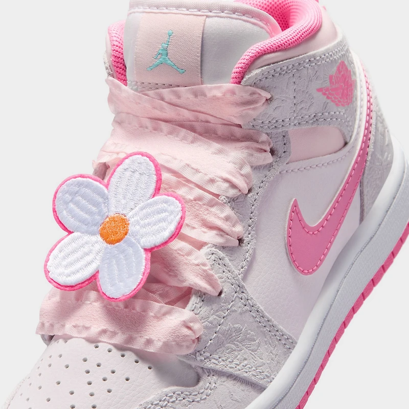 Jordan 1 Mid SE PS Gris Clair / Rose Fluo - Voile