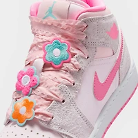 Jordan 1 Mid SE GS Gris clair / Rose Fluo - Voile