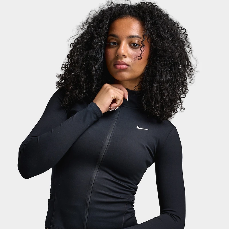 Nike One Femmes Veste ajustée Dri Fit zippé Noir / Blanc