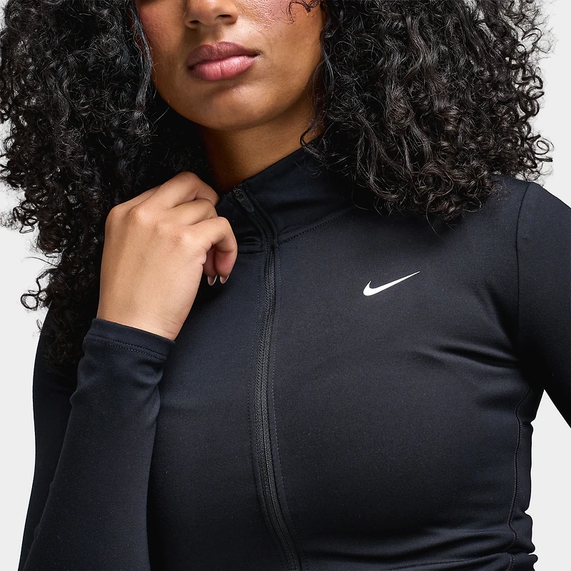 Nike One Femmes Veste ajustée Dri Fit zippé Noir / Blanc