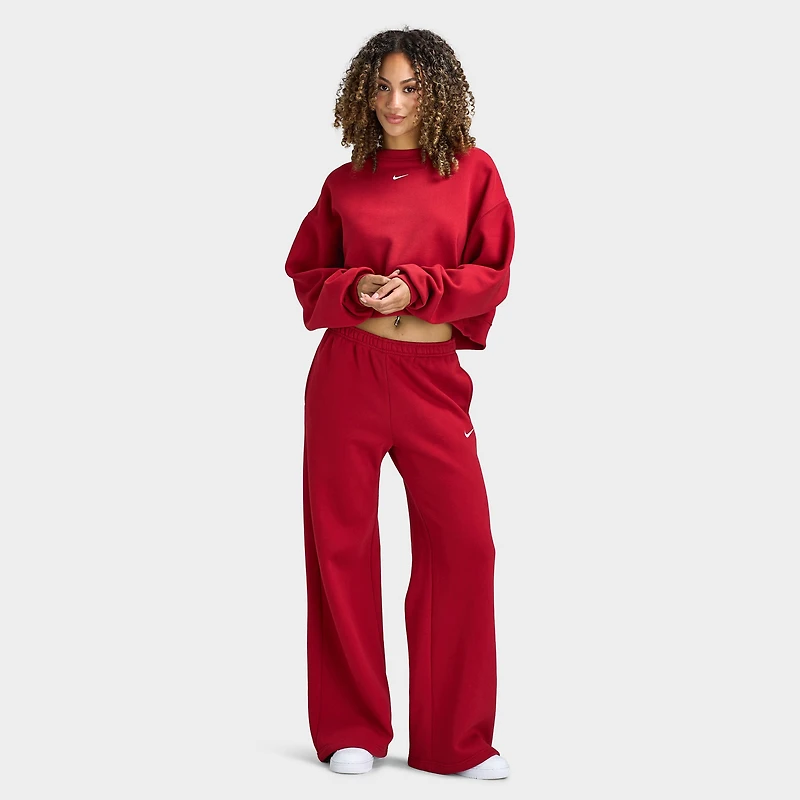 Nike Women's Studio Fleece Cropped Crew Sweatshirt / Tough Red