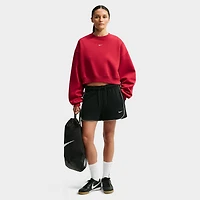 Nike Women's Studio Fleece Cropped Crew Sweatshirt / Tough Red