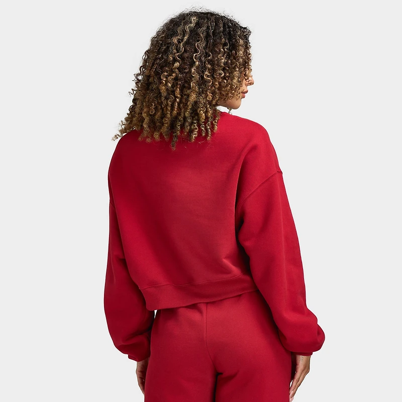 Nike Femmes Studio Fleece Chandail à col rond Court  / Rouge Vif