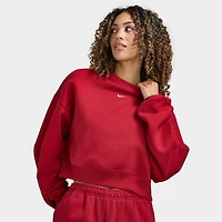 Nike Women's Studio Fleece Cropped Crew Sweatshirt / Tough Red