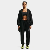 Nike Studio Fleece Cropped Full Zip Hoodie Black / White