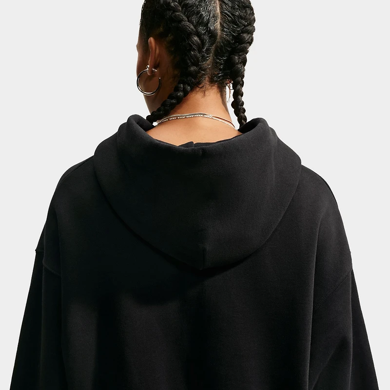 Nike Studio Fleece Chandail à capuche Court Zippé Noir / Blanc