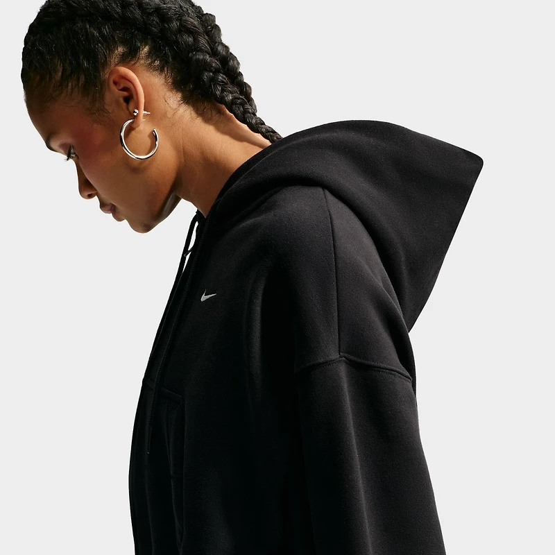 Nike Studio Fleece Cropped Full Zip Hoodie Black / White