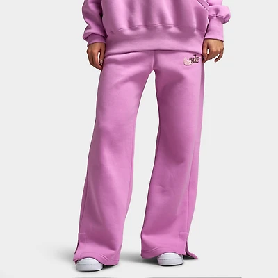 Nike Sportswear Pantalon large taille haute à logo pour femmes magenta clair/rose mousse