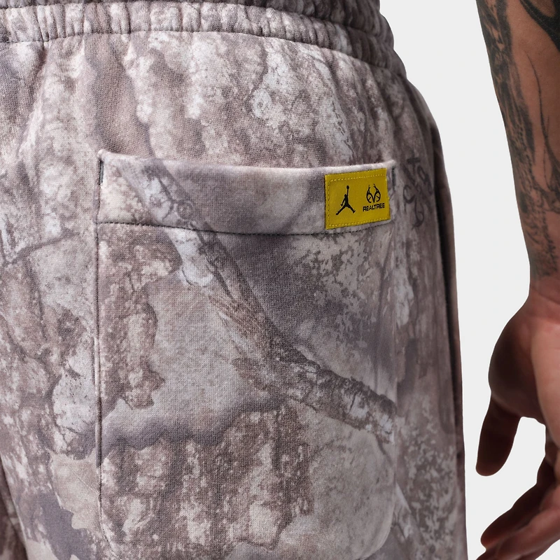 Jordan Brooklyn Realtree Pantalon Polaire à ourlet ouvert Blanc / Citron vif