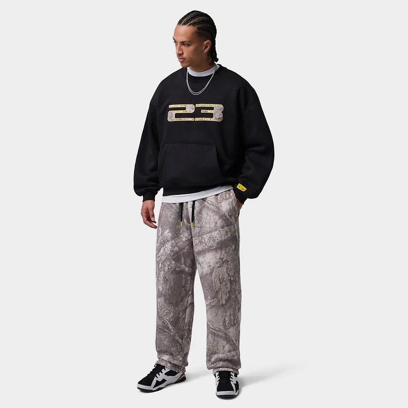 Jordan Brooklyn Realtree Pantalon Polaire à ourlet ouvert Blanc / Citron vif