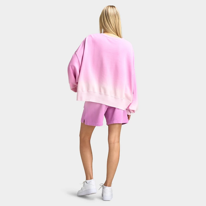 Nike Sportswear Femmes Phoenix Fleece Chandail à col rond surdimensionné teinté Rose Mousse / Magenta Clair