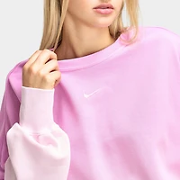 Nike Sportswear Femmes Phoenix Fleece Chandail à col rond surdimensionné teinté Rose Mousse / Magenta Clair
