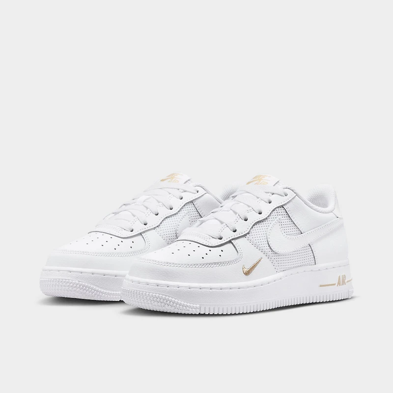Nike Air Force 1 GS White / Desert Khaki - Metallic Silver