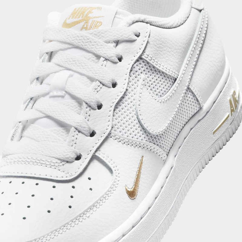 Nike Air Force 1 GS White / Desert Khaki - Metallic Silver