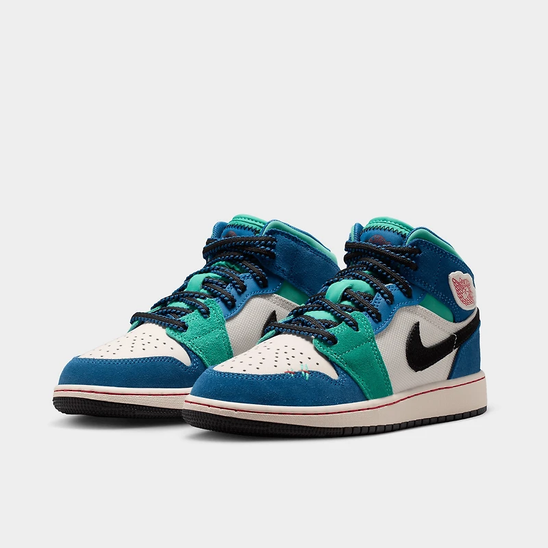 Jordan 1 Mid SE GS Craie / Rouge Universitaire - Bleu Véritable