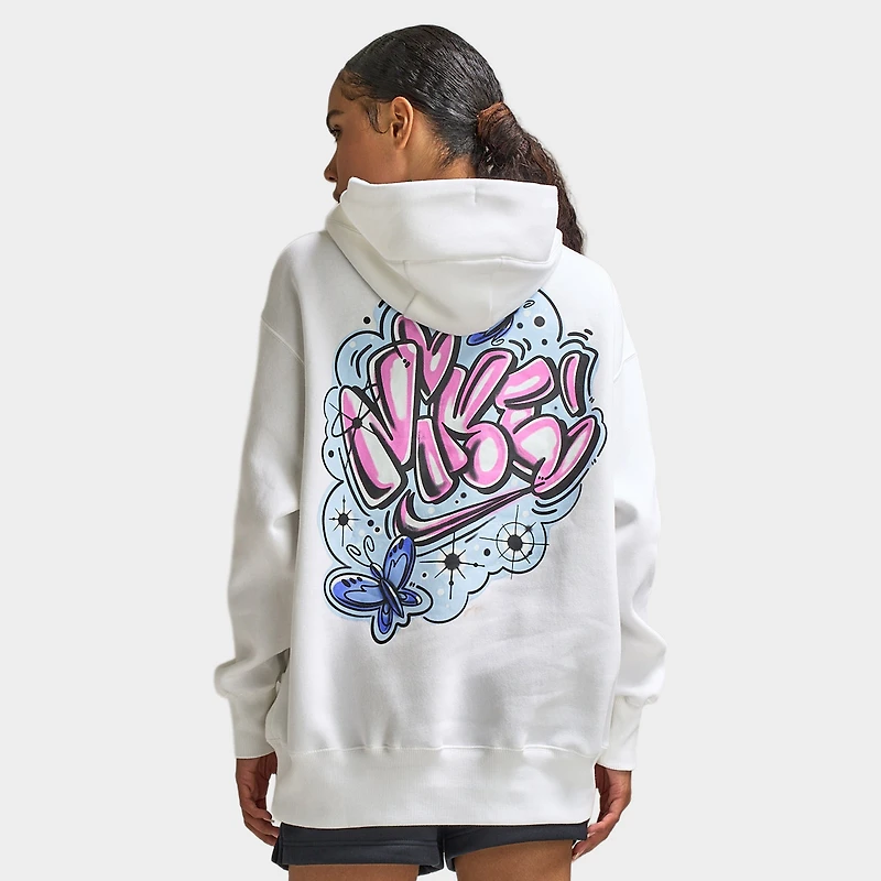 Nike Sportswear Femmes Phoenix Fleece Chandail à capuche surdimensionné Blanc / Lapis