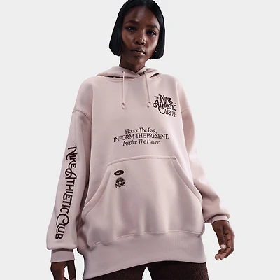 Nike Sportswear Women's Fleece Oversized Pullover Hoodie Silt Red / Burgundy Crush