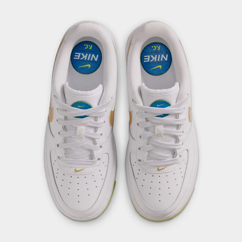 Nike Air Force 1 GS World Cup Blanc / Or Métallique - Jaune Sonique Vif