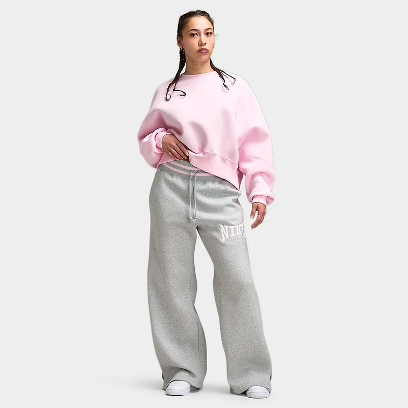 Nike Sportswear Femmes Phoenix Fleece Pantalon Taille haute à Jambes Larges / Platine pur