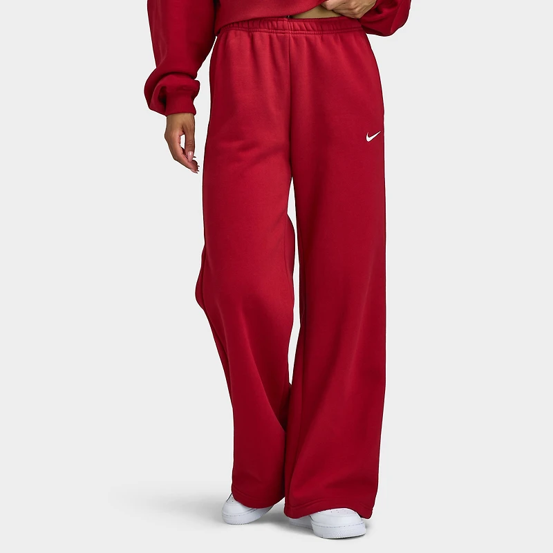 Nike Femmes Studio Polaire Pantalon large / Rouge Vif