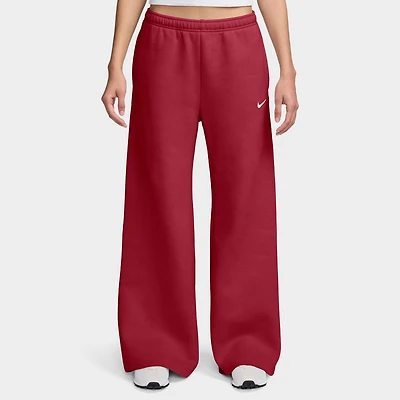 Nike Women's Studio Fleece Wide Leg Pants / Tough Red