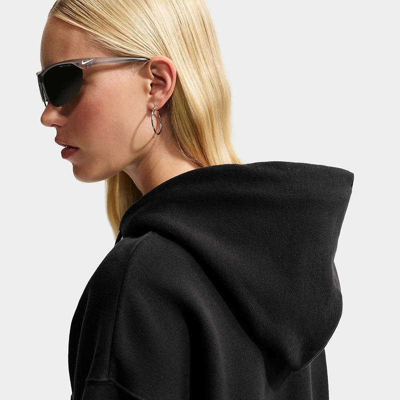 Nike Femmes Studio Chandail à capuche Court Surdimensionnée Zippée Polaire / Noir