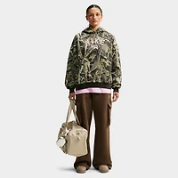 Nike Women's Studio Fleece Oversized Hoodie / Camo Green - Pink Rise