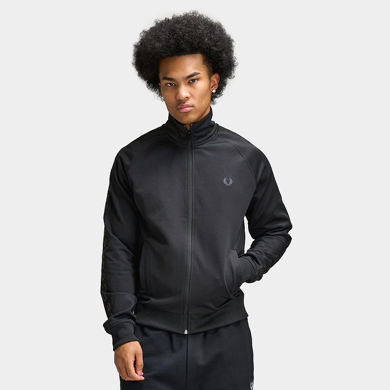 Veste de survêtement Fred Perry à bandes contrastées, noire.