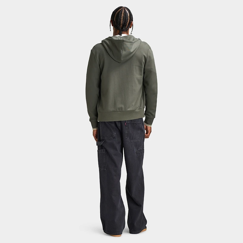 Fred Perry Chandail à Capuchon Zippé Vert Kaki / Avoine