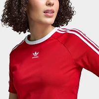 adidas Women's 3 Stripe Baby T-Shirt / Better Scarlet